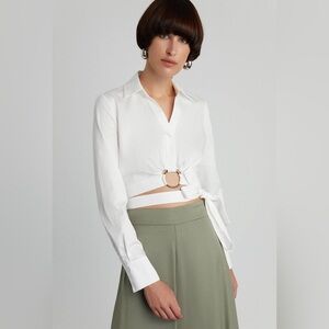 White Blouse with Ring Detail and tie belt